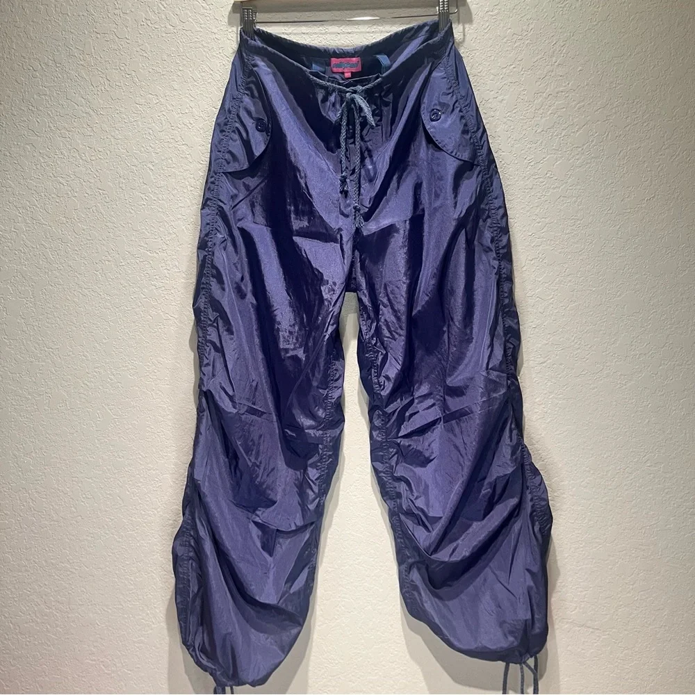 Edikted low rise wide leg rave‎ festival parachute pants in navy size XS/S